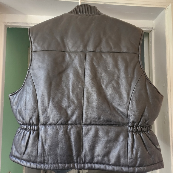 Hudson men's outwear black leather multiple zipper vest - Picture 7 of 8